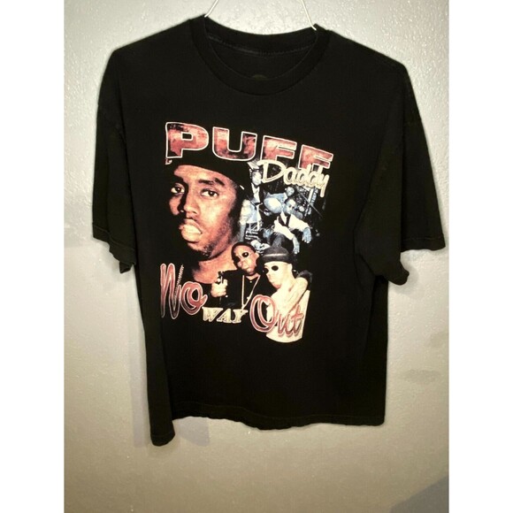 Vintage Puff Daddy Biggie Smalls T Shirt 90s No Way Out Rap Tee Black XL - Picture 1 of 7